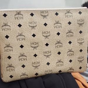 MCM Medium Beige Color Visetos Original Logo Crossbody w/Dust Bag New